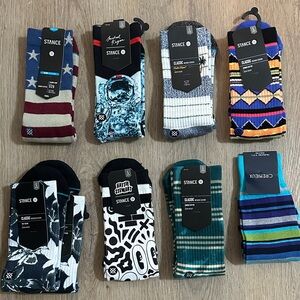 Stance Men's Crew Socks - Multicolor Pattern Pack (Blue, Teal, Black, White)